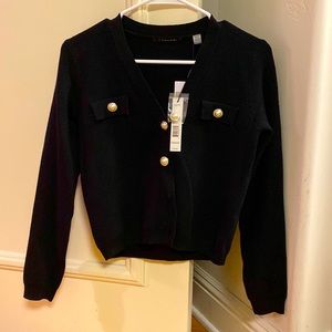 T Tahiti Black Cardigan with Pearl buttons XS